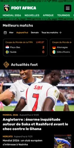 스폰서 기사용 프랑스 매체 Foot Africa 사이트 미리보기
