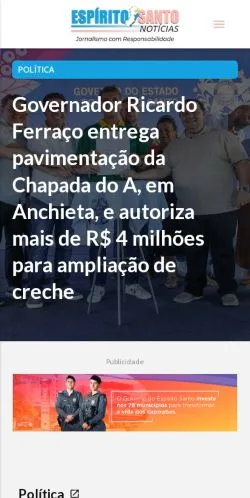Podgląd witryny Jornal Espírito Santo Notícias, medium z kraju Brazylia do artykułów sponsorowanych