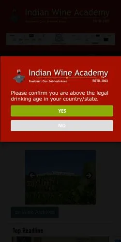 Podgląd witryny Indian Wine Academy, medium z kraju Stany Zjednoczone do artykułów sponsorowanych