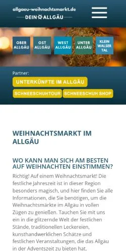 Anteprima del sito Allgäu Weihnachtsmärkte, media di Germania per articoli sponsorizzati
