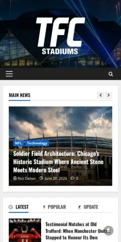 Förhandsvisning av webbplatsen TFC Stadiums, medium i USA för sponsrade artiklar