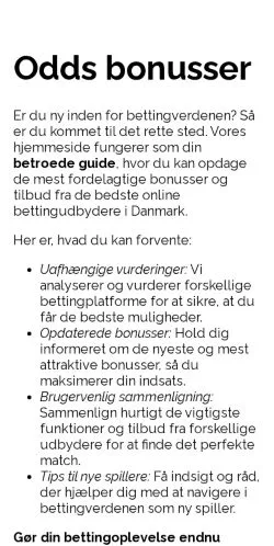 Förhandsvisning av webbplatsen oddsrating.dk, medium i Danmark för sponsrade artiklar