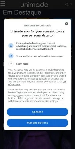 Anteprima del sito Unimado, media di Portogallo per articoli sponsorizzati