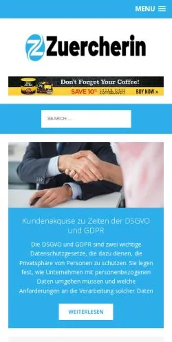Podgląd witryny Zuercherin, medium z kraju Stany Zjednoczone do artykułów sponsorowanych