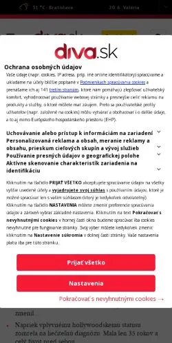Anteprima del sito Diva, media di Slovacchia per articoli sponsorizzati