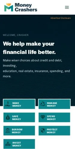 Anteprima del sito Money Crashers, media di Stati Uniti per articoli sponsorizzati