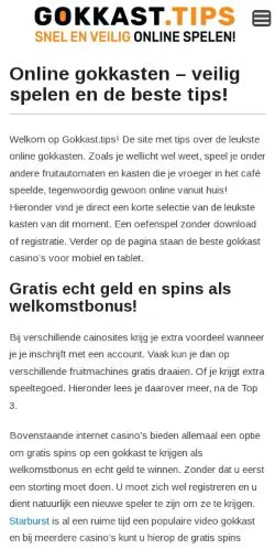 Podgląd witryny Gokkast Tips, medium z kraju Holandia do artykułów sponsorowanych