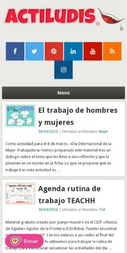 Aperçu du site Actiludis, média de Espagne pour articles sponsorisés