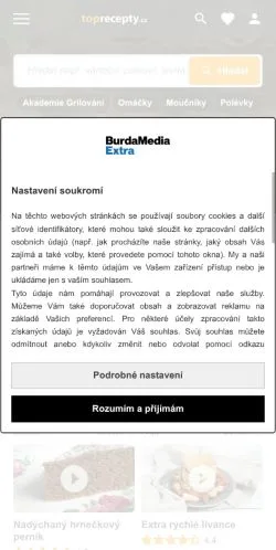 Podgląd witryny Toprecepty, medium z kraju Czechy do artykułów sponsorowanych