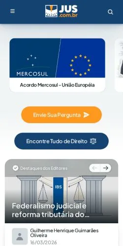 Voorbeeld van de site Jus Navigandi, medium uit Brazilië voor gesponsorde artikelen