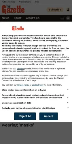 Vista previa del sitio Renfrewshire Gazette, medio de Reino Unido para artículos patrocinados
