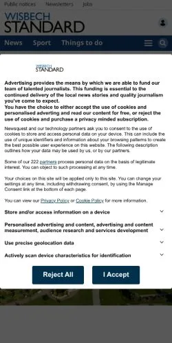 Anteprima del sito Wisbech Standard, media di Regno Unito per articoli sponsorizzati