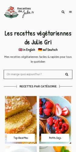 Anteprima del sito Recettes De Julie, media di Francia per articoli sponsorizzati