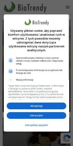 スポンサード記事向けのポーランドメディア、BioTrendyのサイトプレビュー