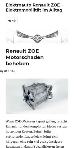 Anteprima del sito Elektroauto ZOE, media di Germania per articoli sponsorizzati
