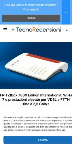 Anteprima del sito Tecno Recensioni, media di Italia per articoli sponsorizzati