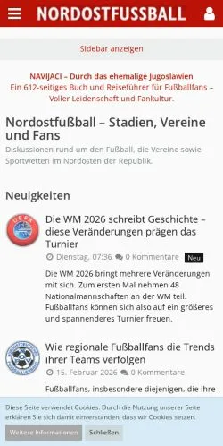 Podgląd witryny Nordostfußball, medium z kraju Niemcy do artykułów sponsorowanych