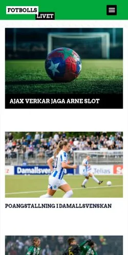 Podgląd witryny Fotbollslivet, medium z kraju Szwecja do artykułów sponsorowanych