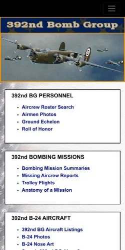 Forhåndsvisning av nettstedet WWII 392nd Bomb Group, medium fra USA for sponsede artikler