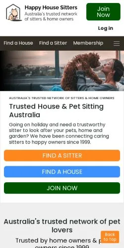 Vorschau der Website Happy House Sitters, Medium aus Australien für gesponserte Artikel