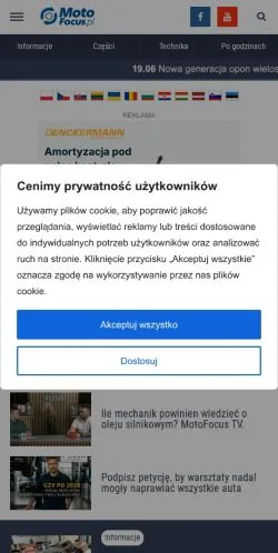 Vista previa del sitio MotoFocus, medio de Polonia para artículos patrocinados