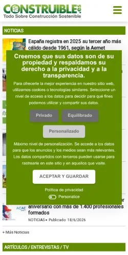 Vista previa del sitio CONSTRUIBLE, medio de España para artículos patrocinados
