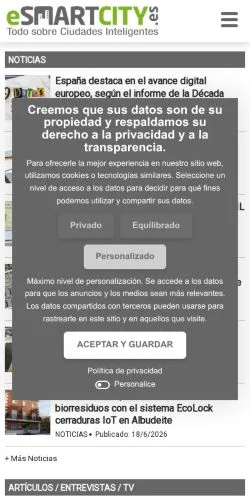 Anteprima del sito ESMARTCITY, media di Spagna per articoli sponsorizzati