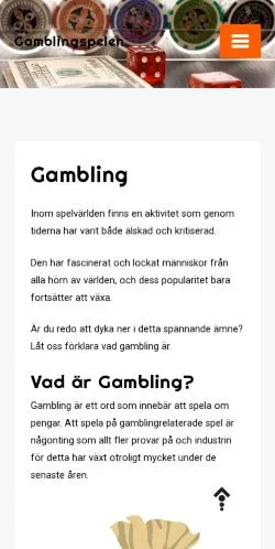 Anteprima del sito Gamblingspelen, media di Svezia per articoli sponsorizzati