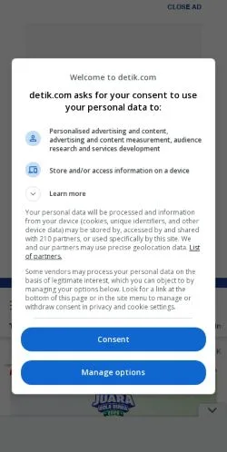 Forhåndsvisning av nettstedet Detikcom, medium fra Indonesia for sponsede artikler