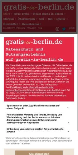 Anteprima del sito Gratis in Berlin, media di Germania per articoli sponsorizzati
