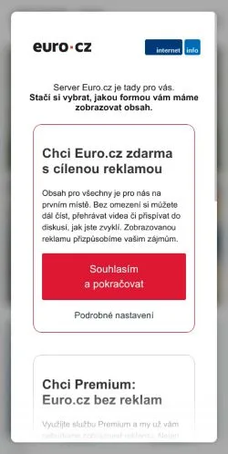 Anteprima del sito Euro, media di Cechia per articoli sponsorizzati