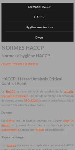 スポンサード記事向けのフランスメディア、Norme HACCPのサイトプレビュー