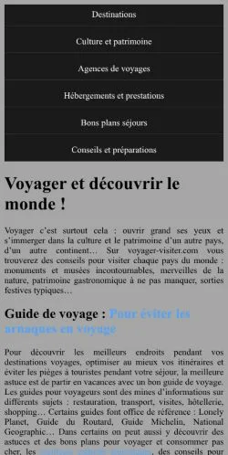 Podgląd witryny Voyager visiter, medium z kraju Francja do artykułów sponsorowanych