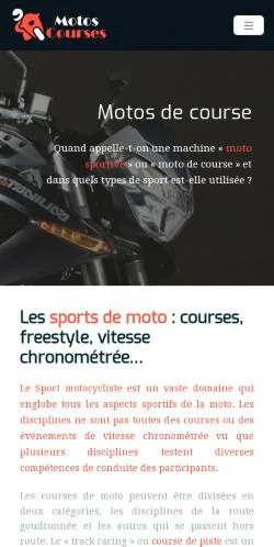 Podgląd witryny Motoscourses, medium z kraju Francja do artykułów sponsorowanych