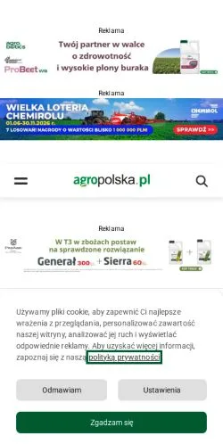Podgląd witryny Agropolska, medium z kraju Polska do artykułów sponsorowanych