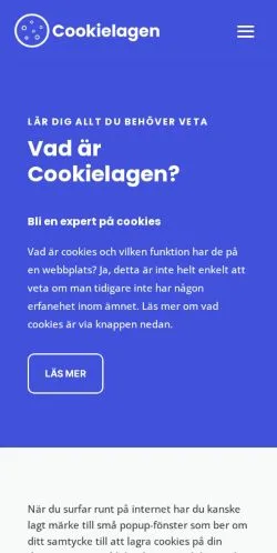 Anteprima del sito Cookielagen, media di Svezia per articoli sponsorizzati