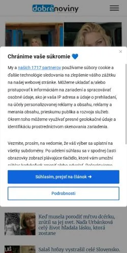 Anteprima del sito Dobré Noviny, media di Slovacchia per articoli sponsorizzati