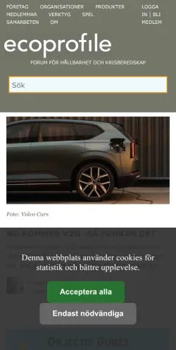 Aperçu du site Ecoprofile, média de Suède pour articles sponsorisés