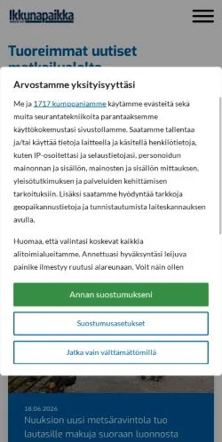 Podgląd witryny Ikkunapaikka, medium z kraju Finlandia do artykułów sponsorowanych