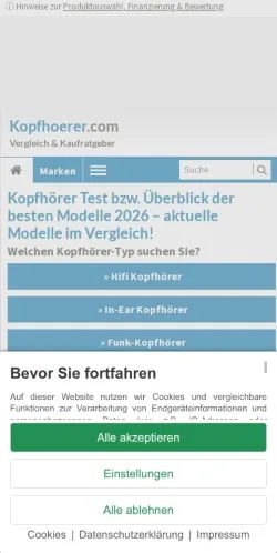Forhåndsvisning af Kopfhörer Test, medie fra Tyskland til sponsorerede artikler