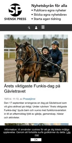 스폰서 기사용 스웨덴 매체 SvenskPress 사이트 미리보기