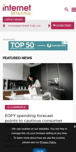 스폰서 기사용 오스트레일리아 매체 Internet Retailing 사이트 미리보기