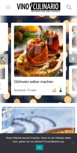 Podgląd witryny Vino-Culinario.de, medium z kraju Niemcy do artykułów sponsorowanych