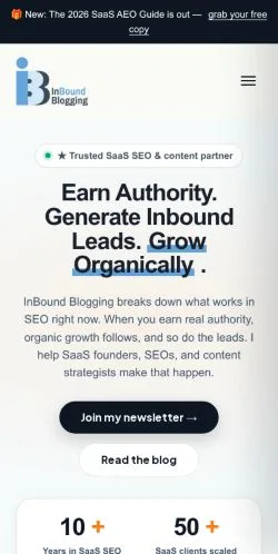 Pré-visualização do site Inbound Blogging, meio de Estados Unidos para artigos patrocinados