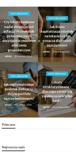 Vista previa del sitio Ciekawostki Finansowe, medio de Polonia para artículos patrocinados