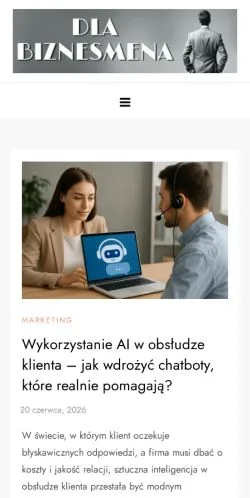 Anteprima del sito Dla Biznesmena, media di Polonia per articoli sponsorizzati