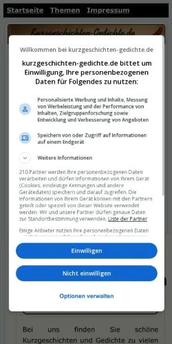 Anteprima del sito Kurzgeschichten und Gedichte, media di Germania per articoli sponsorizzati