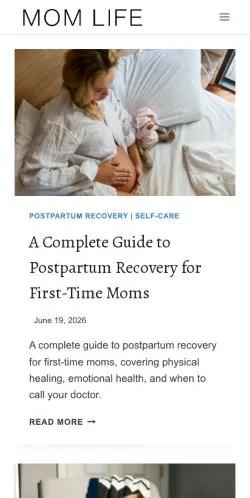 Pré-visualização do site Mom Life, meio de Estados Unidos para artigos patrocinados