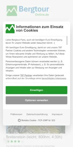 Anteprima del sito Bergtour-Online, media di Germania per articoli sponsorizzati
