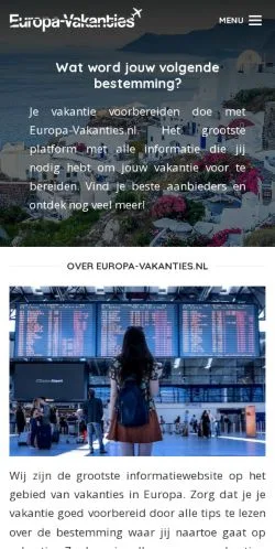Podgląd witryny Europa-Vakanties, medium z kraju Holandia do artykułów sponsorowanych